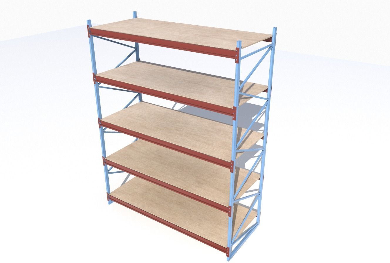Industrial shelves 5 Low-poly 3D model_4