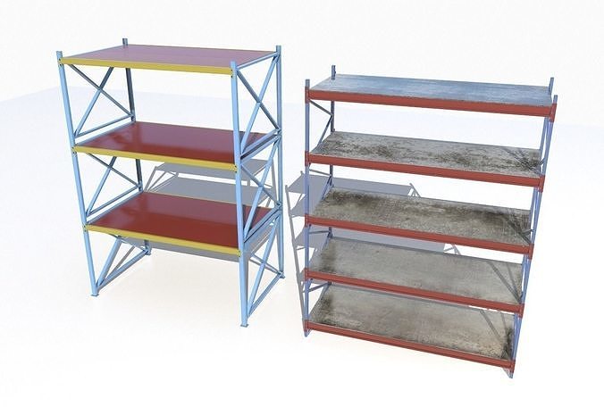 Industrial shelves 6 Low-poly 3D model