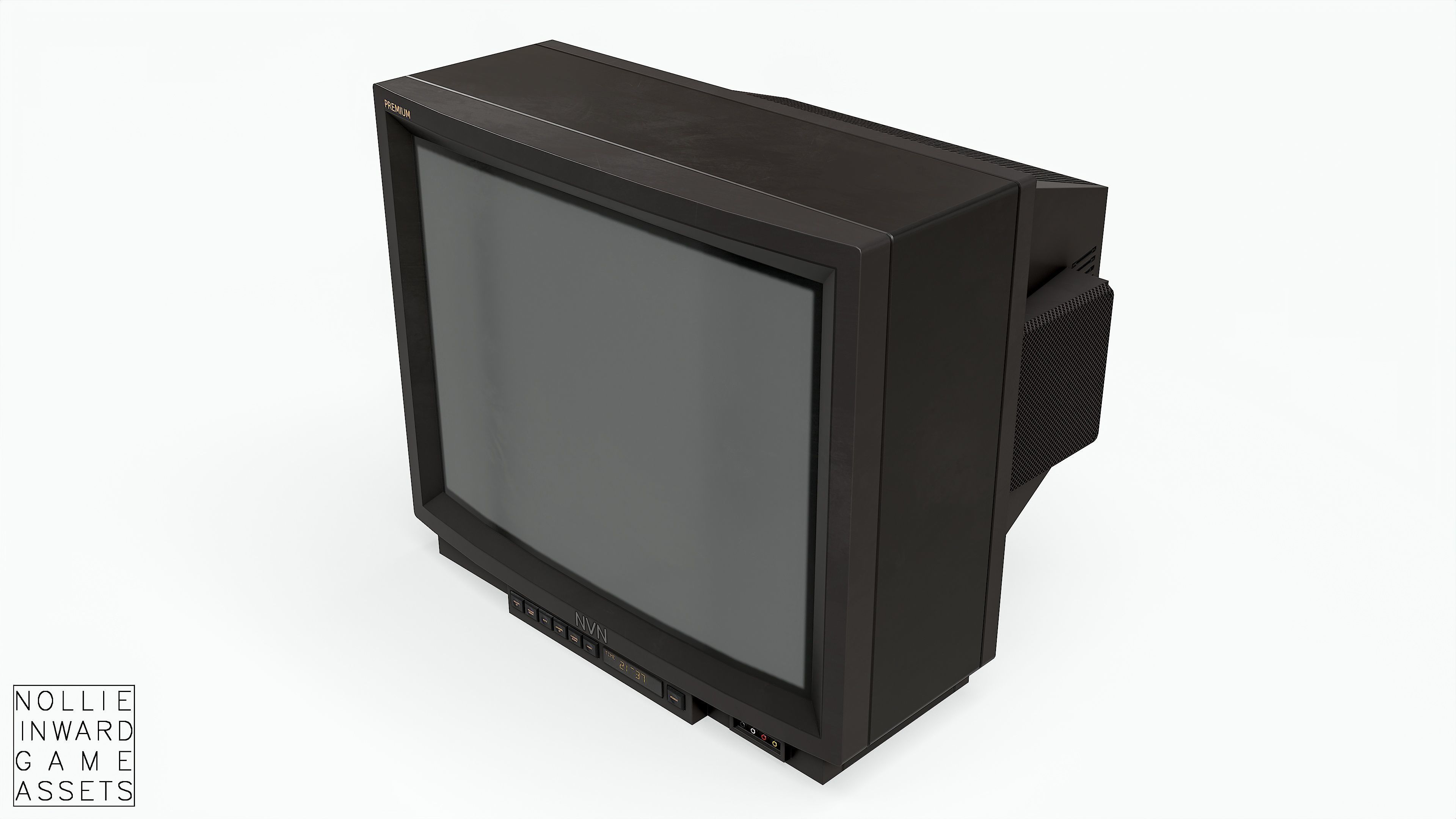 Vintage CRT TV 29 inch - Black Low-poly 3D model_5