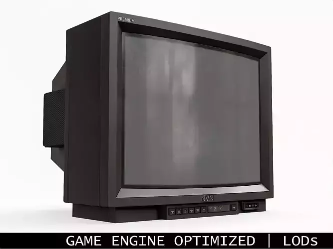 Vintage CRT TV 29 inch - Black Low-poly 3D model
