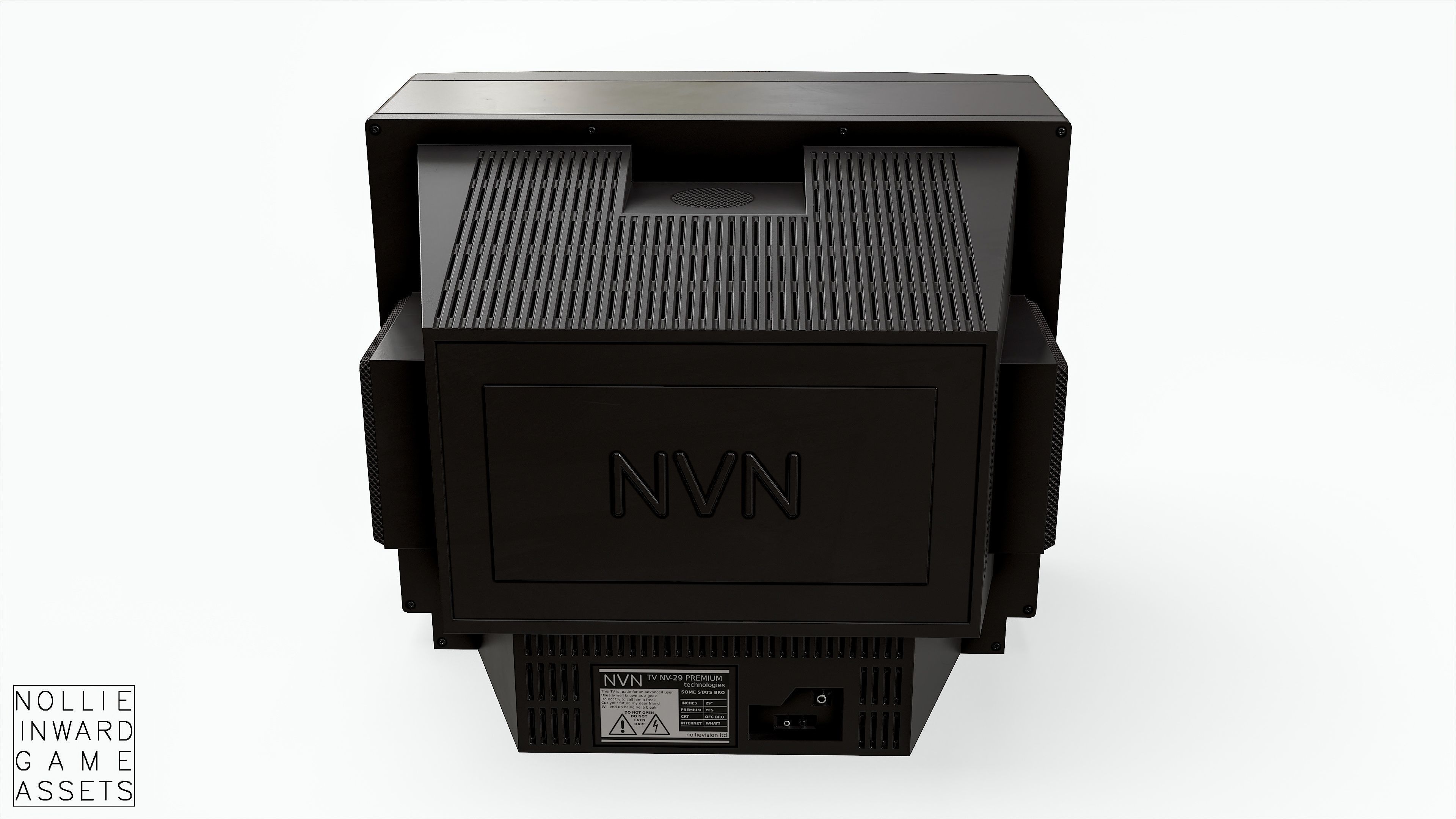 Vintage CRT TV 29 inch - Black Low-poly 3D model_7