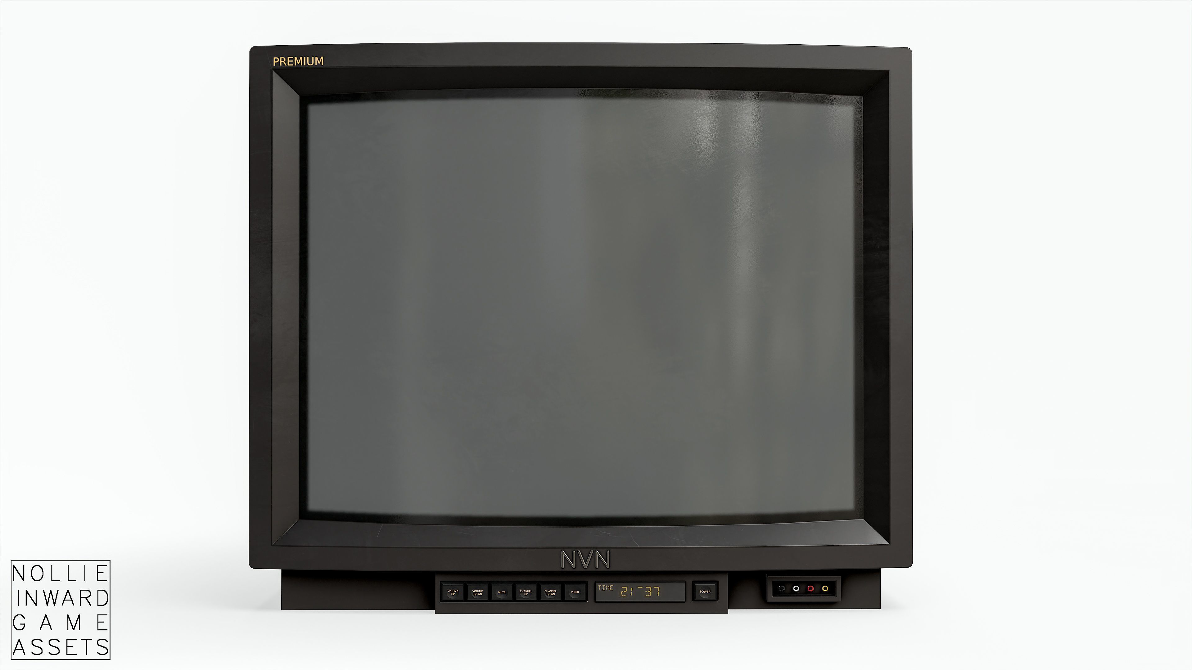 Vintage CRT TV 29 inch - Black Low-poly 3D model_2