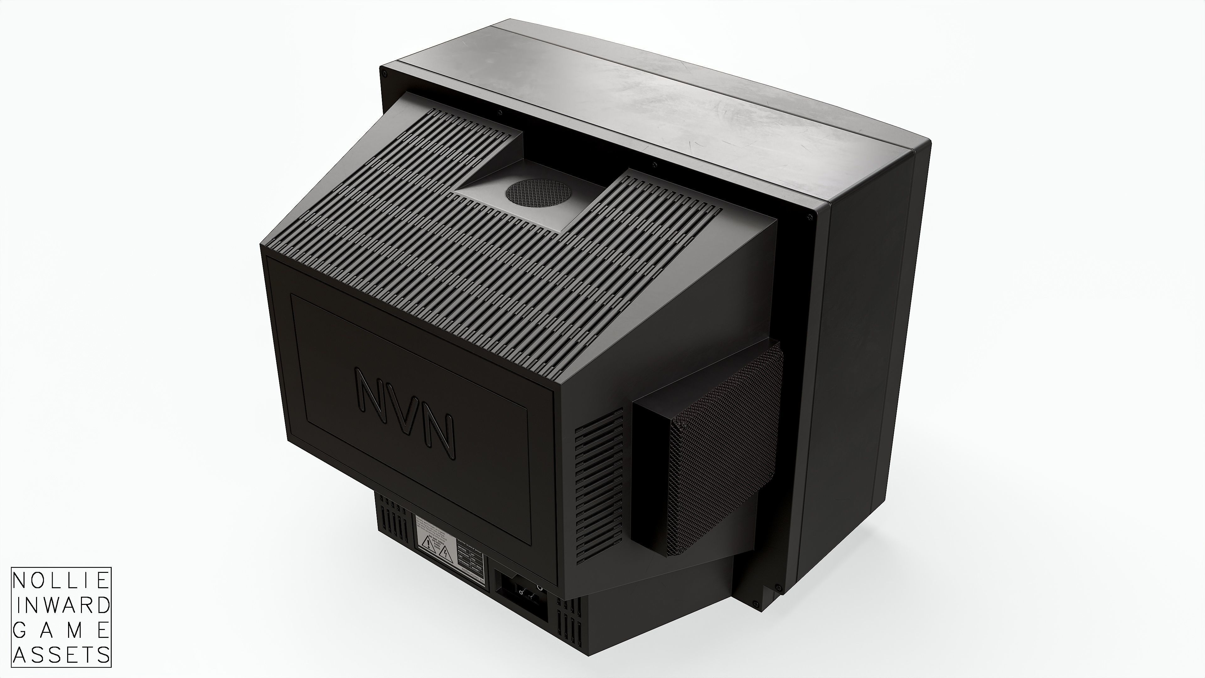 Vintage CRT TV 29 inch - Black Low-poly 3D model_8