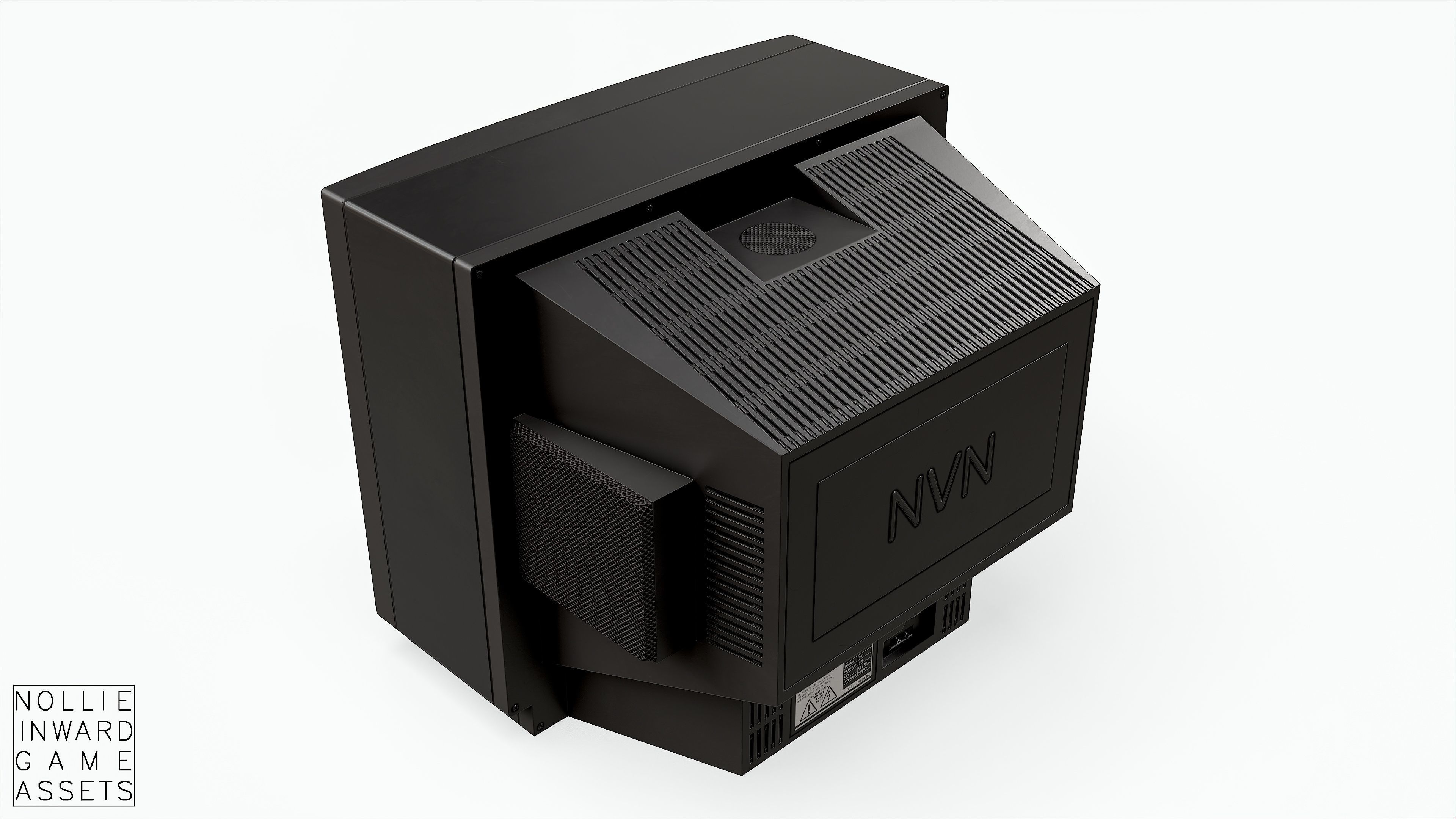 Vintage CRT TV 29 inch - Black Low-poly 3D model_6