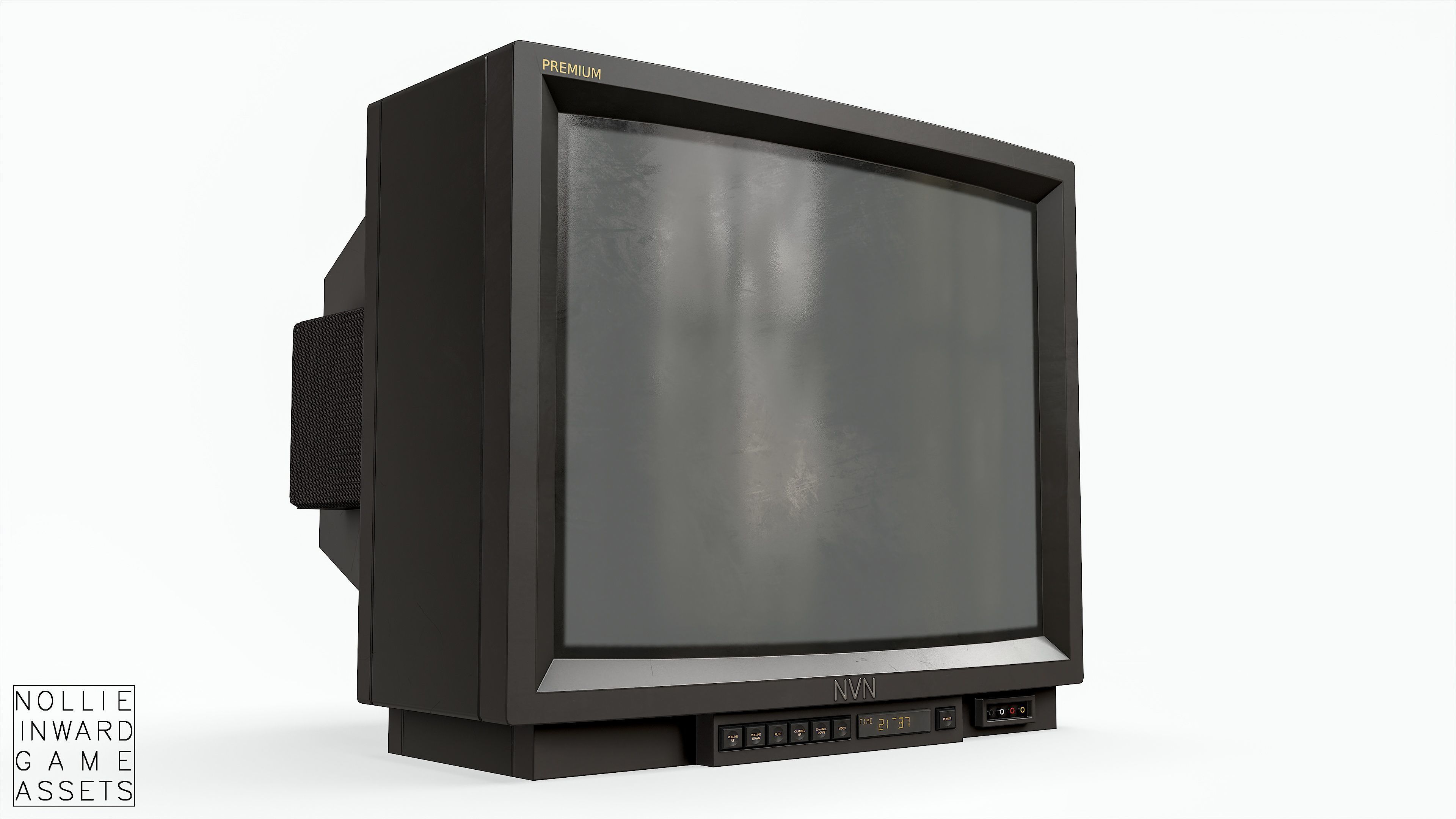 Vintage CRT TV 29 inch - Black Low-poly 3D model_3