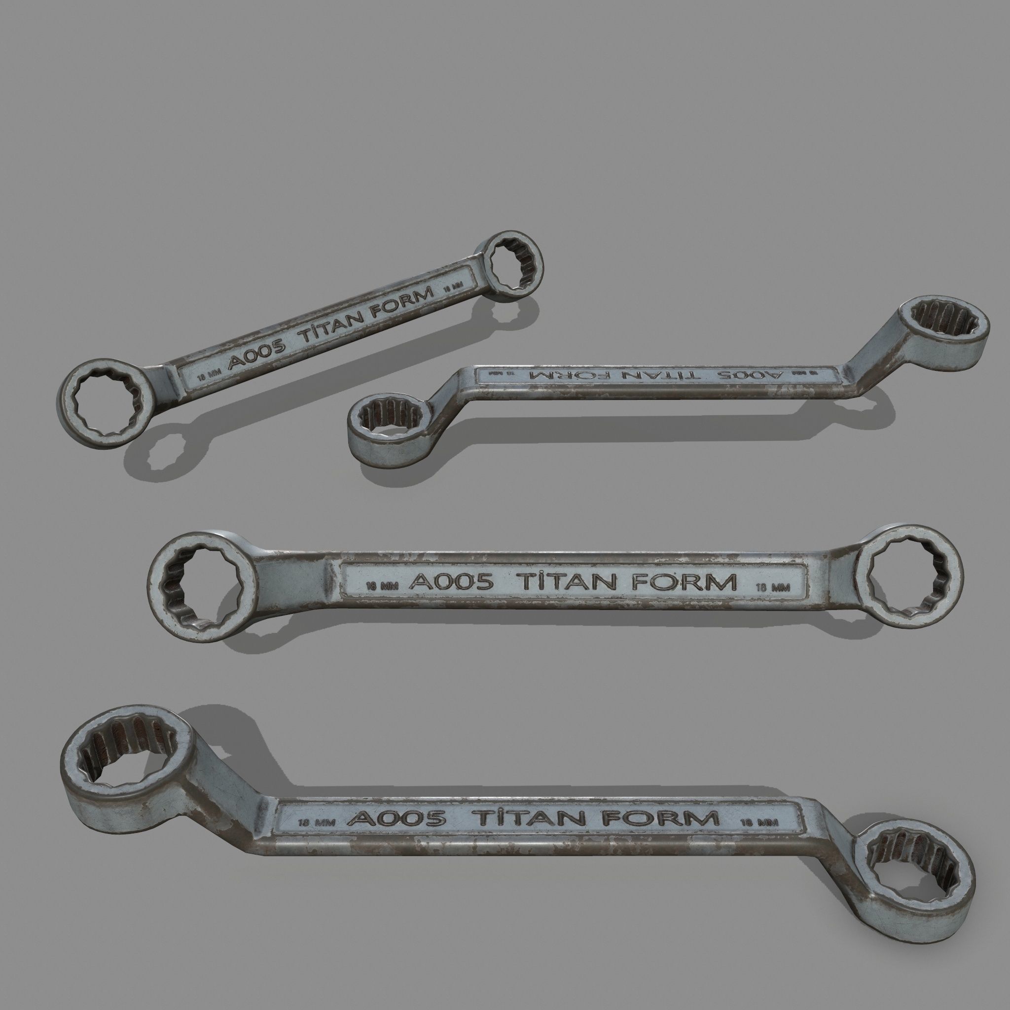 wrench metal handle Low-poly 3D model_1