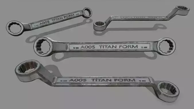 wrench metal handle Low-poly 3D model