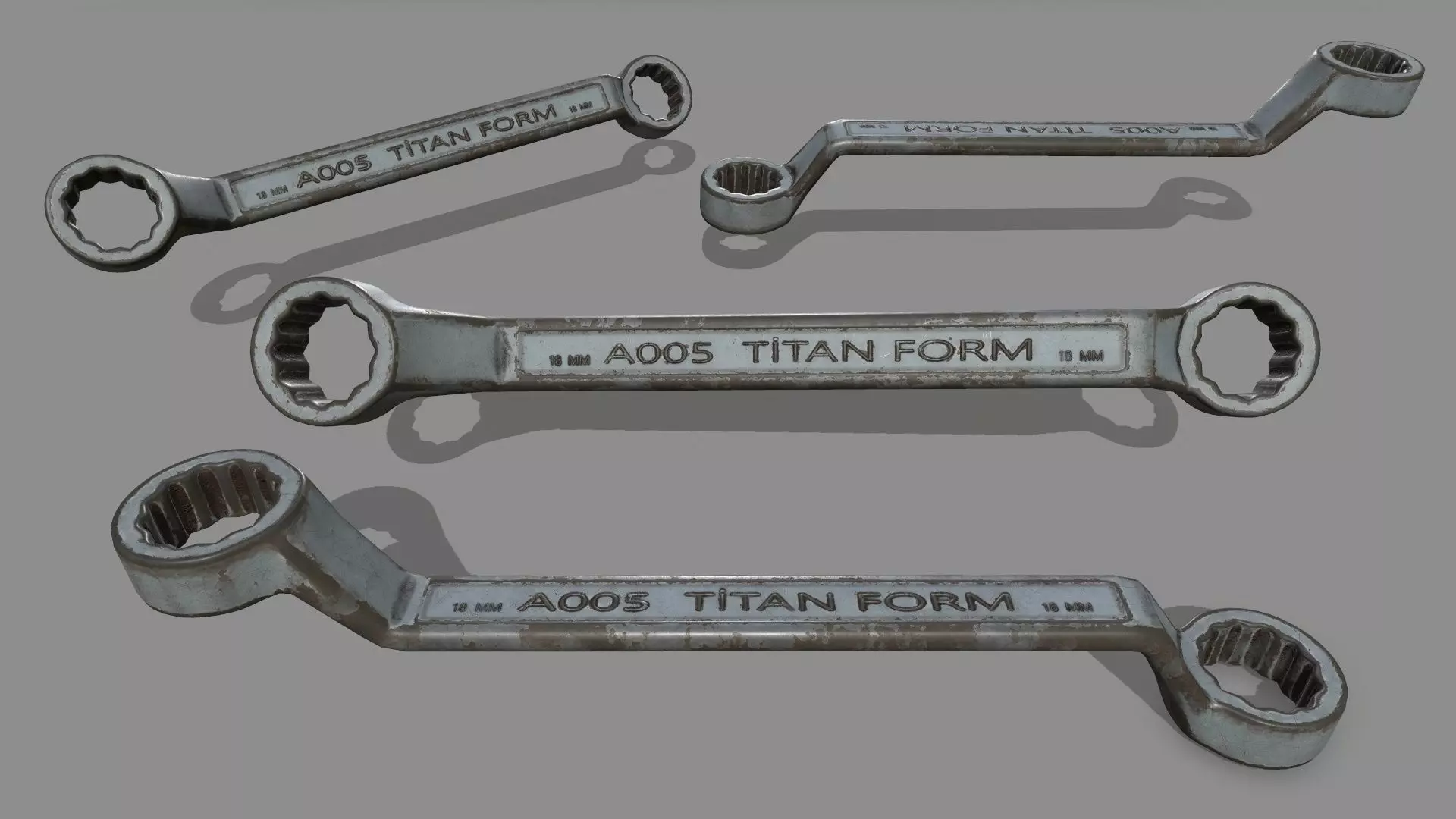 wrench metal handle Low-poly 3D model_0