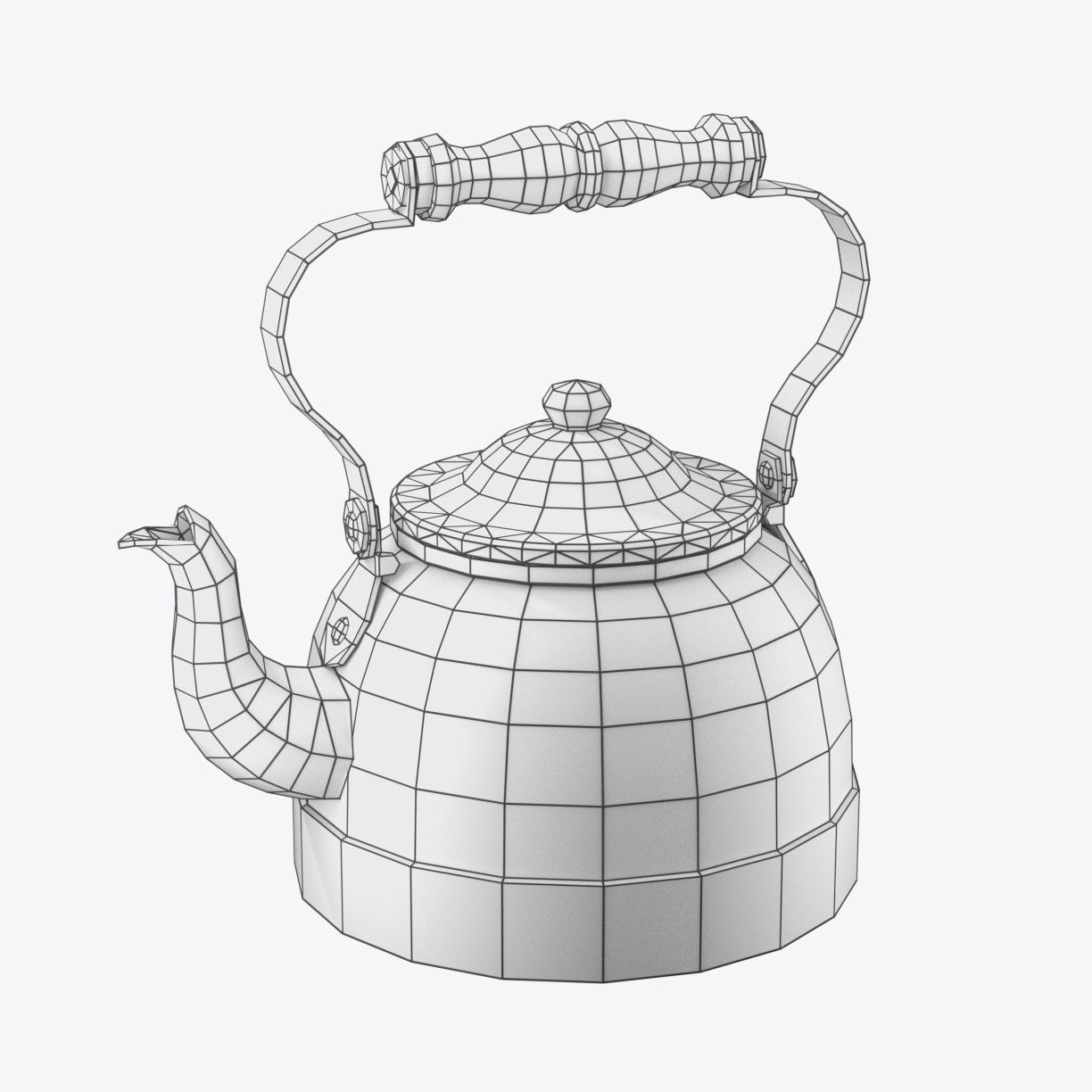 Antique Teapot Low-poly 3D model_1