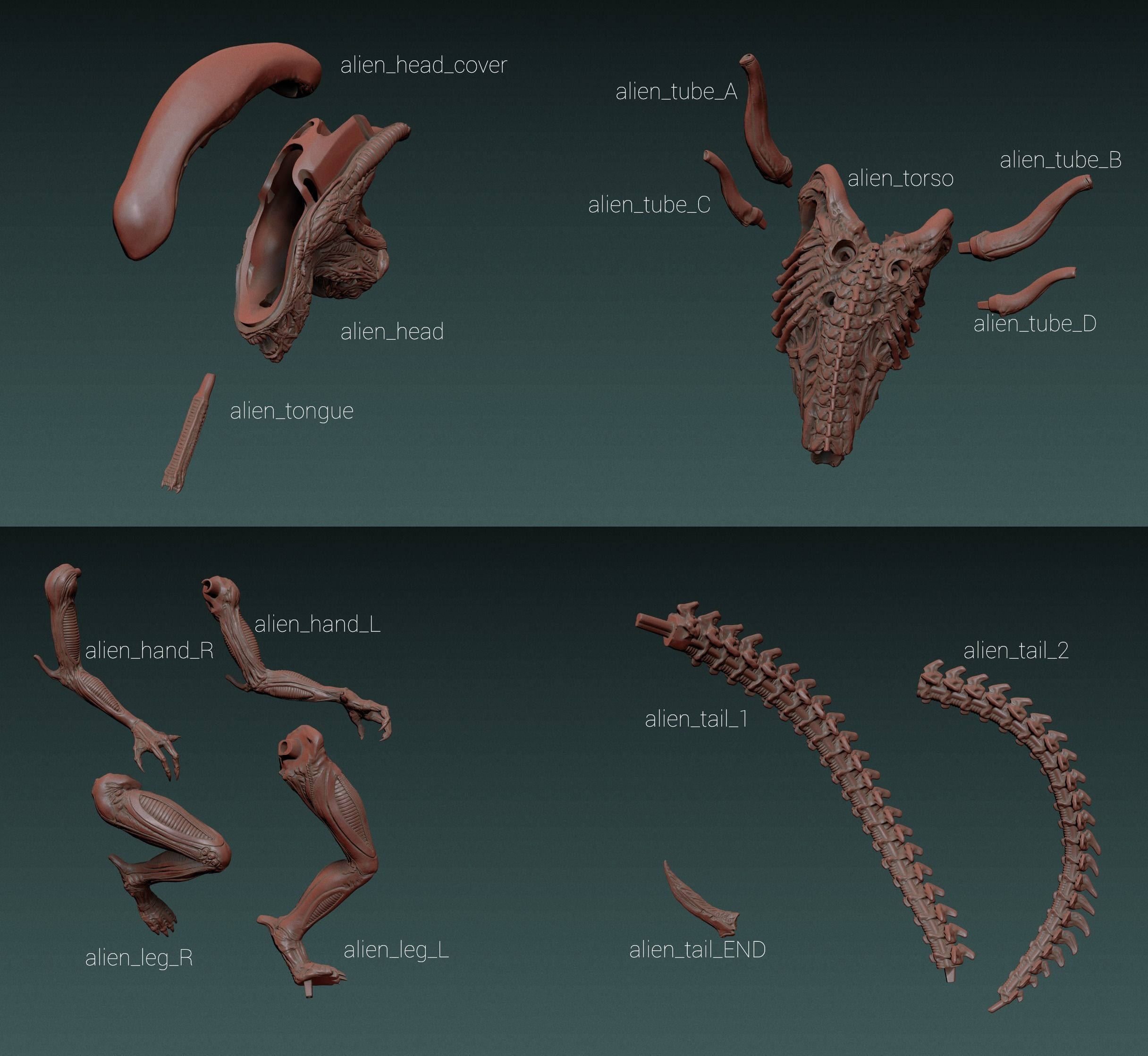 Alien Statue Fanart 3D print model_6