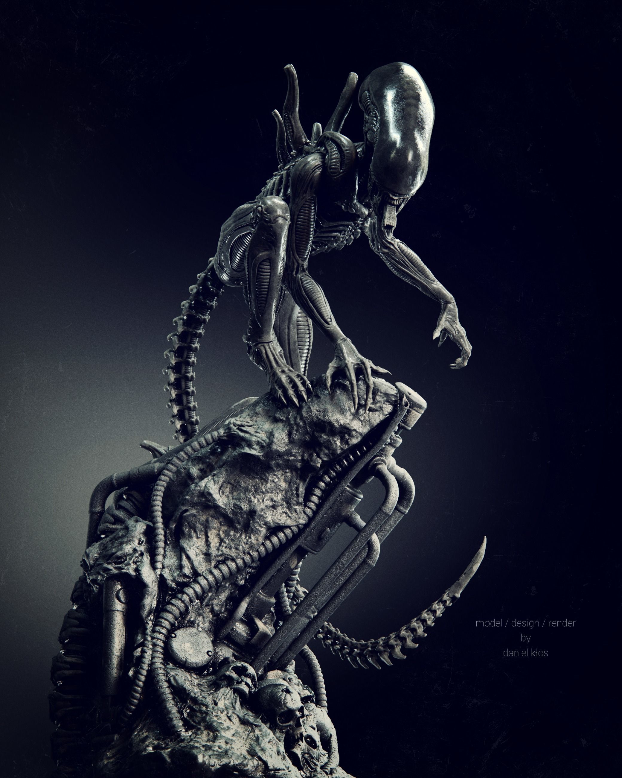 Alien Statue Fanart 3D print model_3
