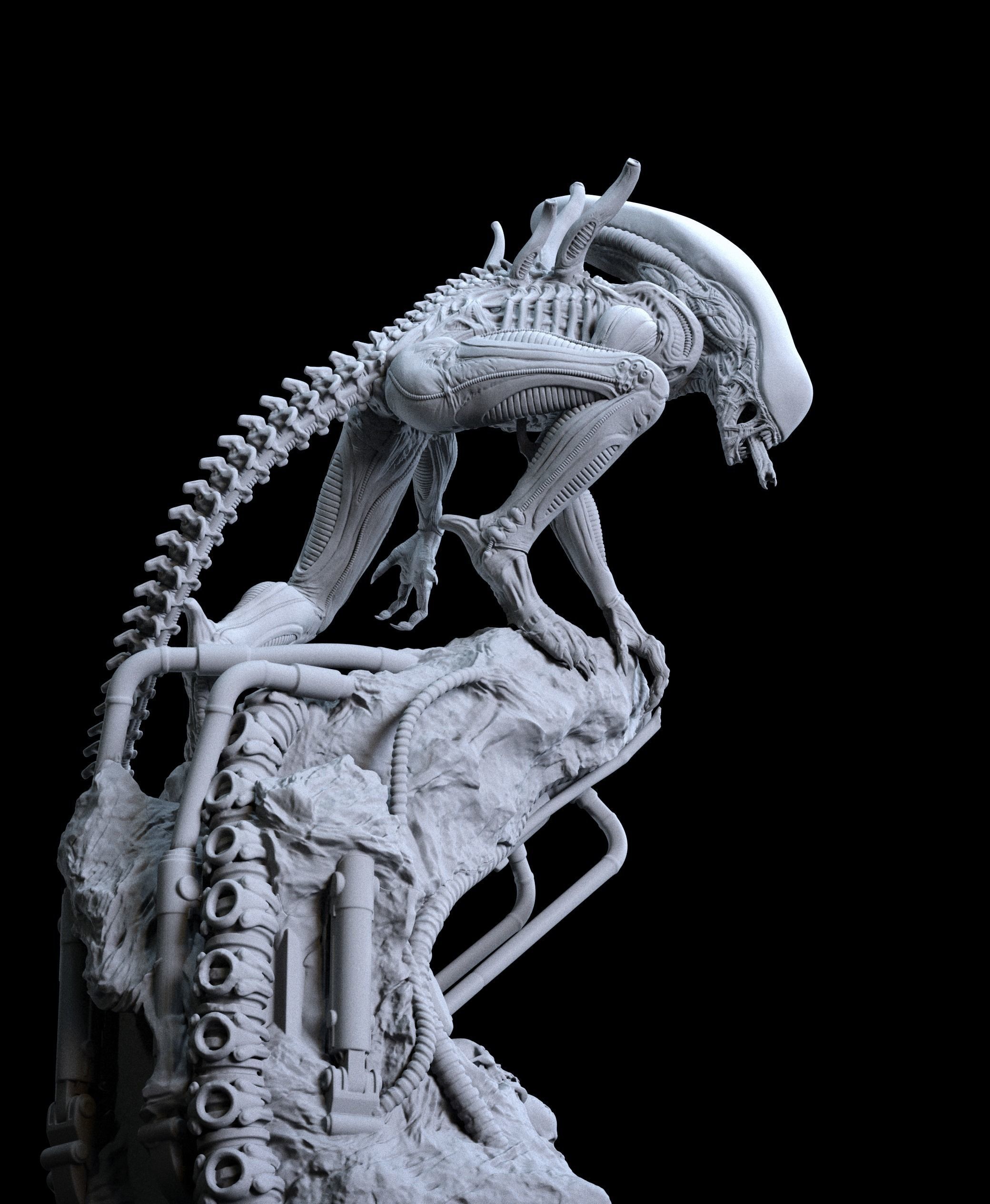Alien Statue Fanart 3D print model_4