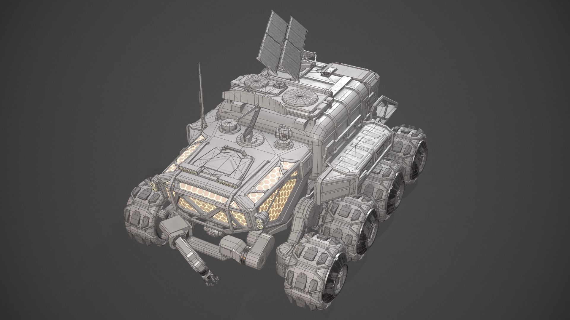 Sci-Fi Mars Rover II 3D model Low-poly 3D model_7