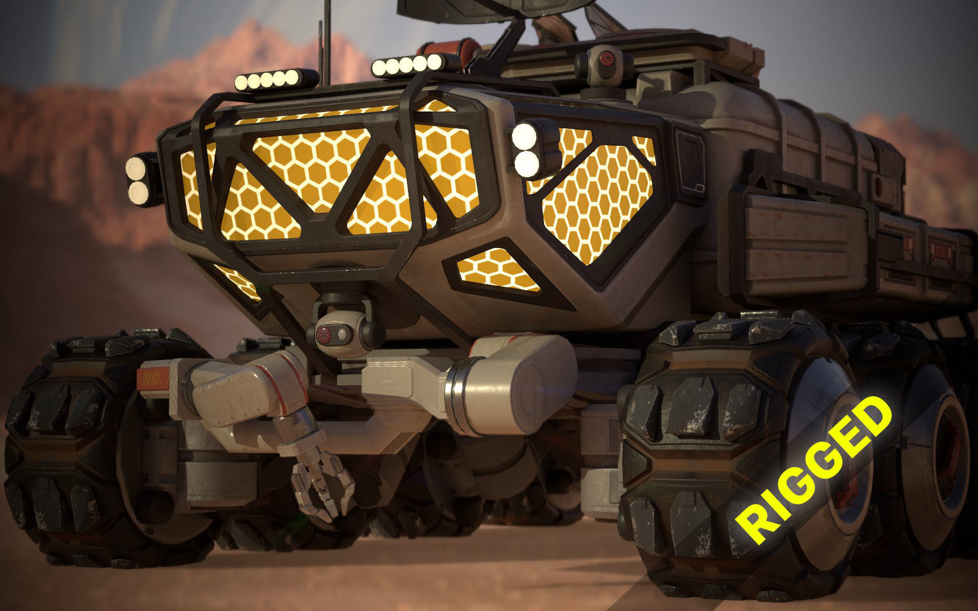 Sci-Fi Mars Rover II 3D model Low-poly 3D model_2