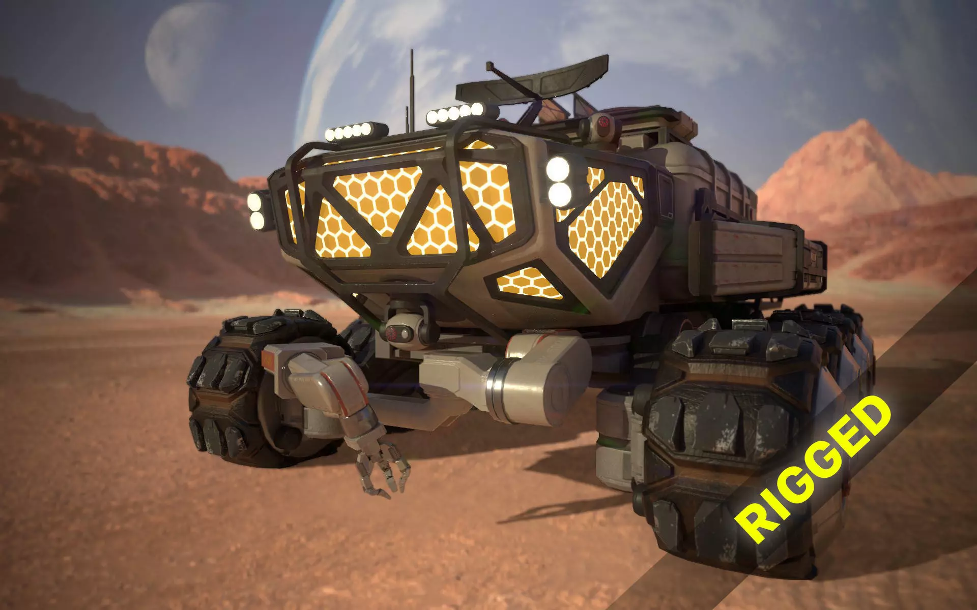 Sci-Fi Mars Rover II 3D model Low-poly 3D model_0