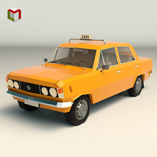 Low Poly Taxi Cab 04 Low-poly 3D model