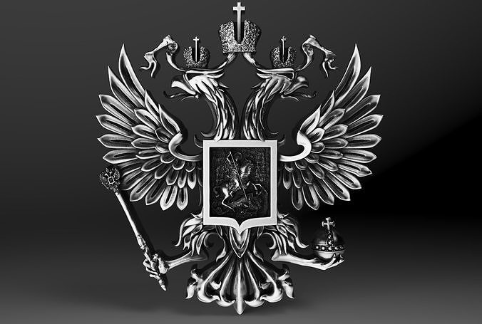 Gerb Russian coat of arms Eagle pendant necklace 3D print model