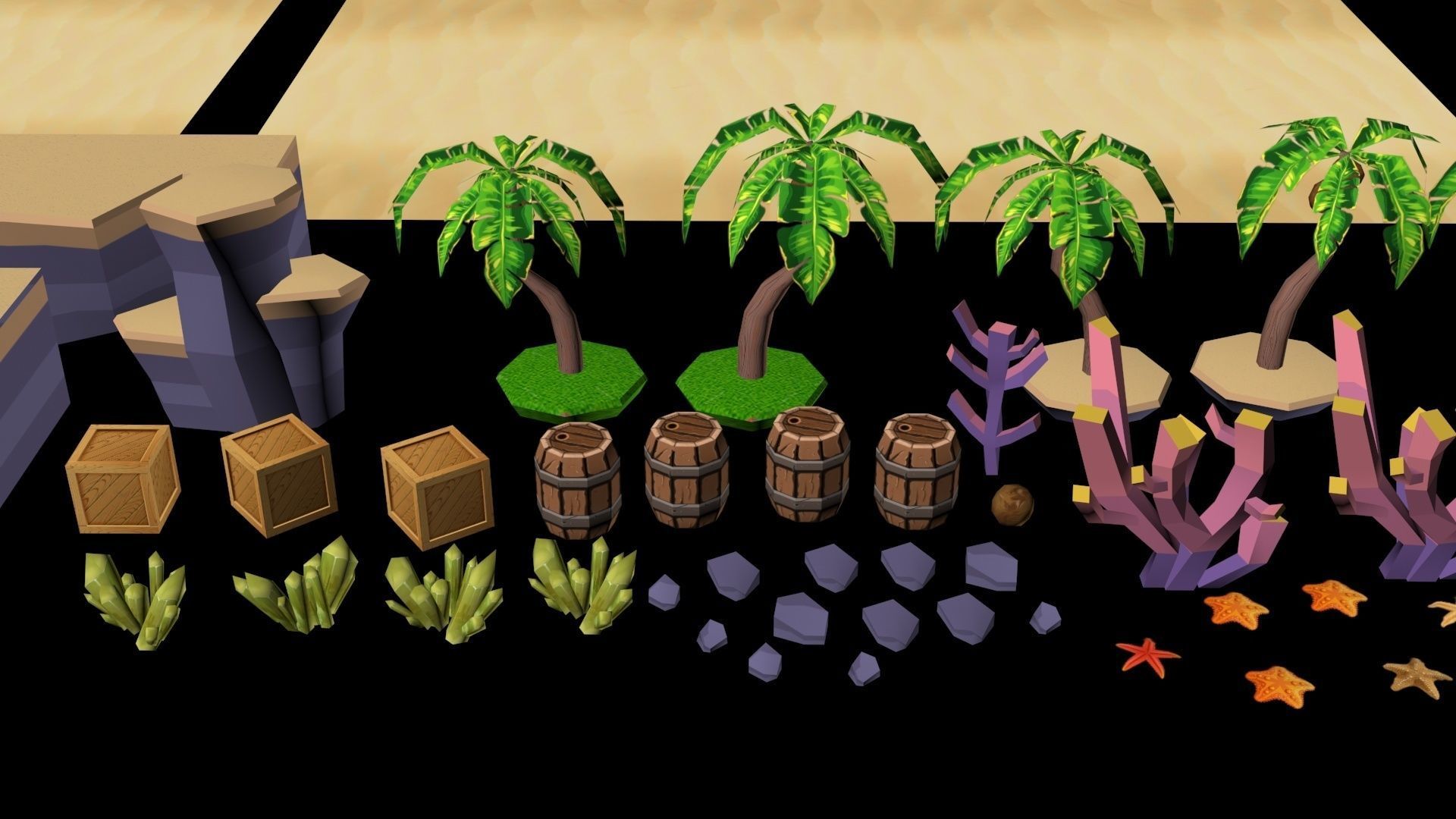 Beach Cartoon 3D Model  Low-poly 3D model_13