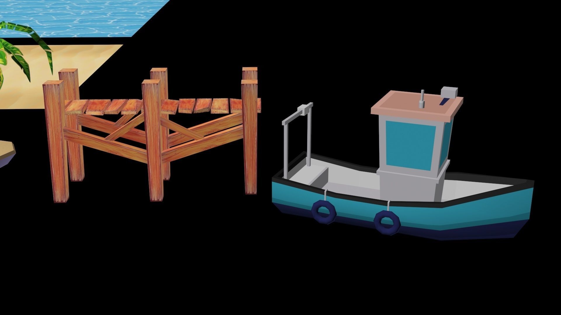 Beach Cartoon 3D Model  Low-poly 3D model_15