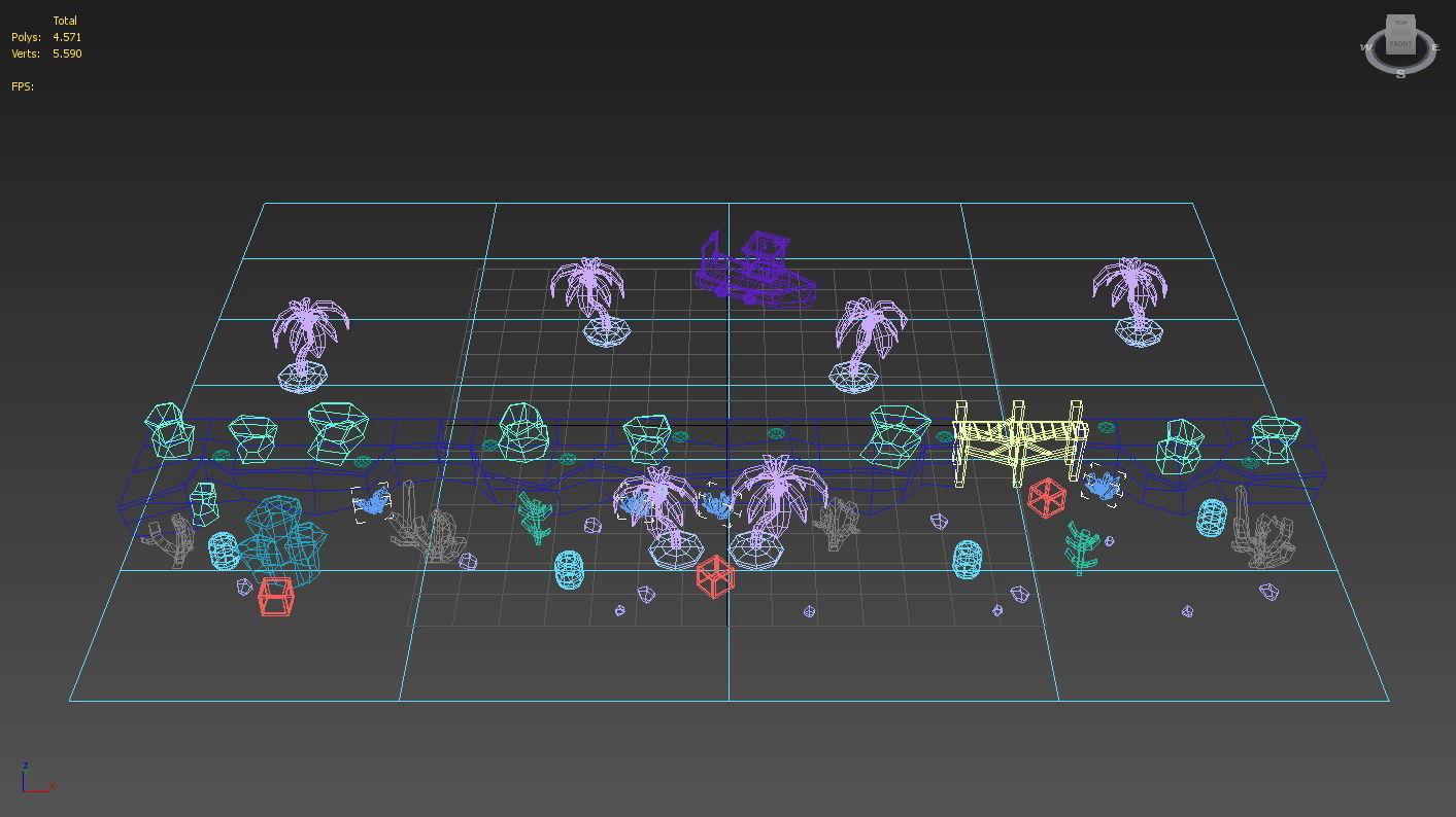 Beach Cartoon 3D Model  Low-poly 3D model_10