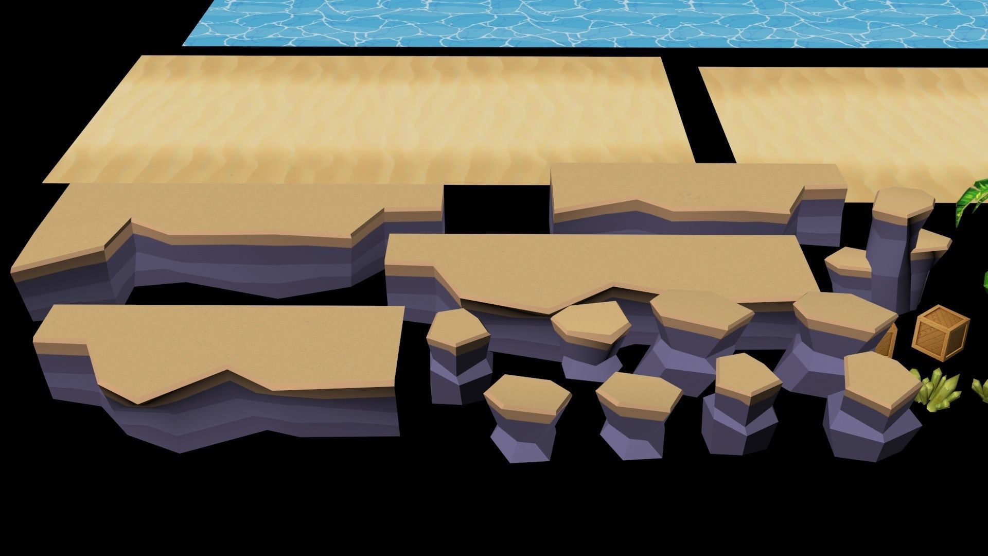 Beach Cartoon 3D Model  Low-poly 3D model_12