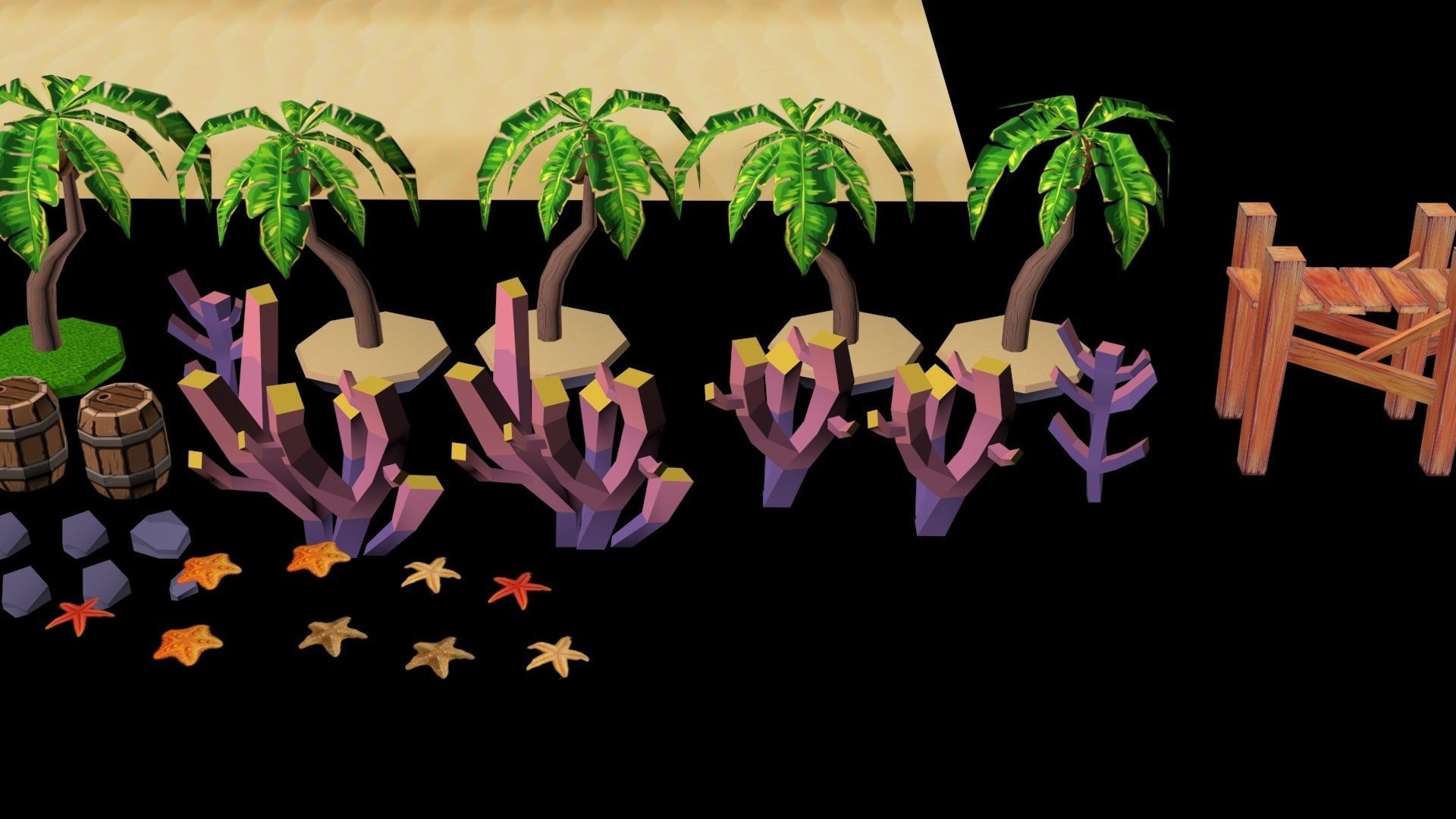 Beach Cartoon 3D Model  Low-poly 3D model_14