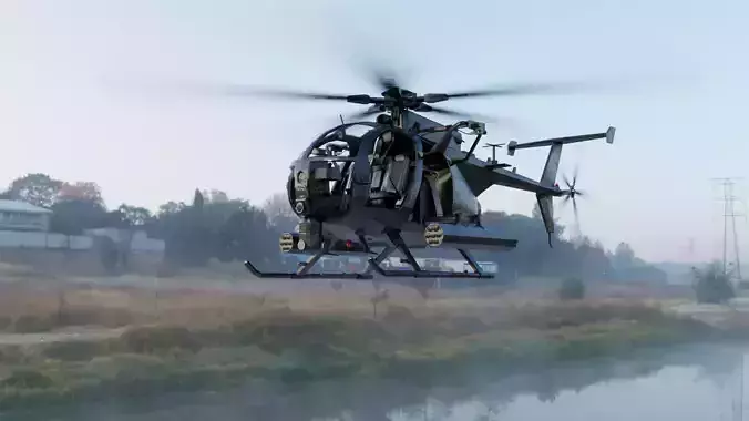 AH-6 Little Bird Rigged Low-poly 3D model