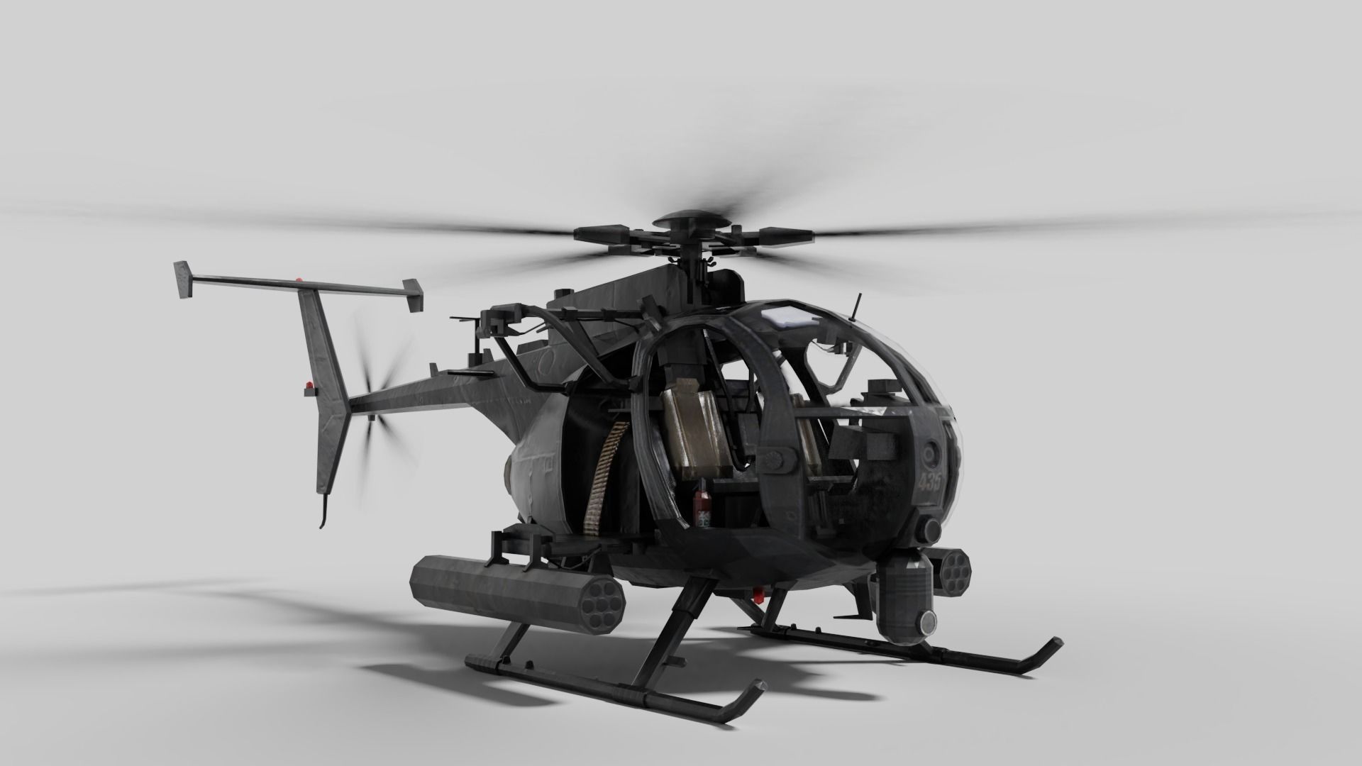 AH-6 Little Bird Rigged Low-poly 3D model_2