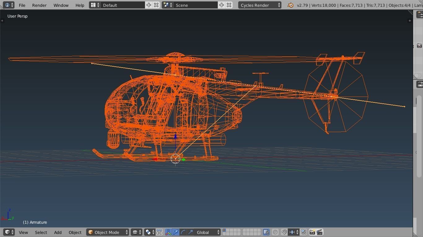 AH-6 Little Bird Rigged Low-poly 3D model_6