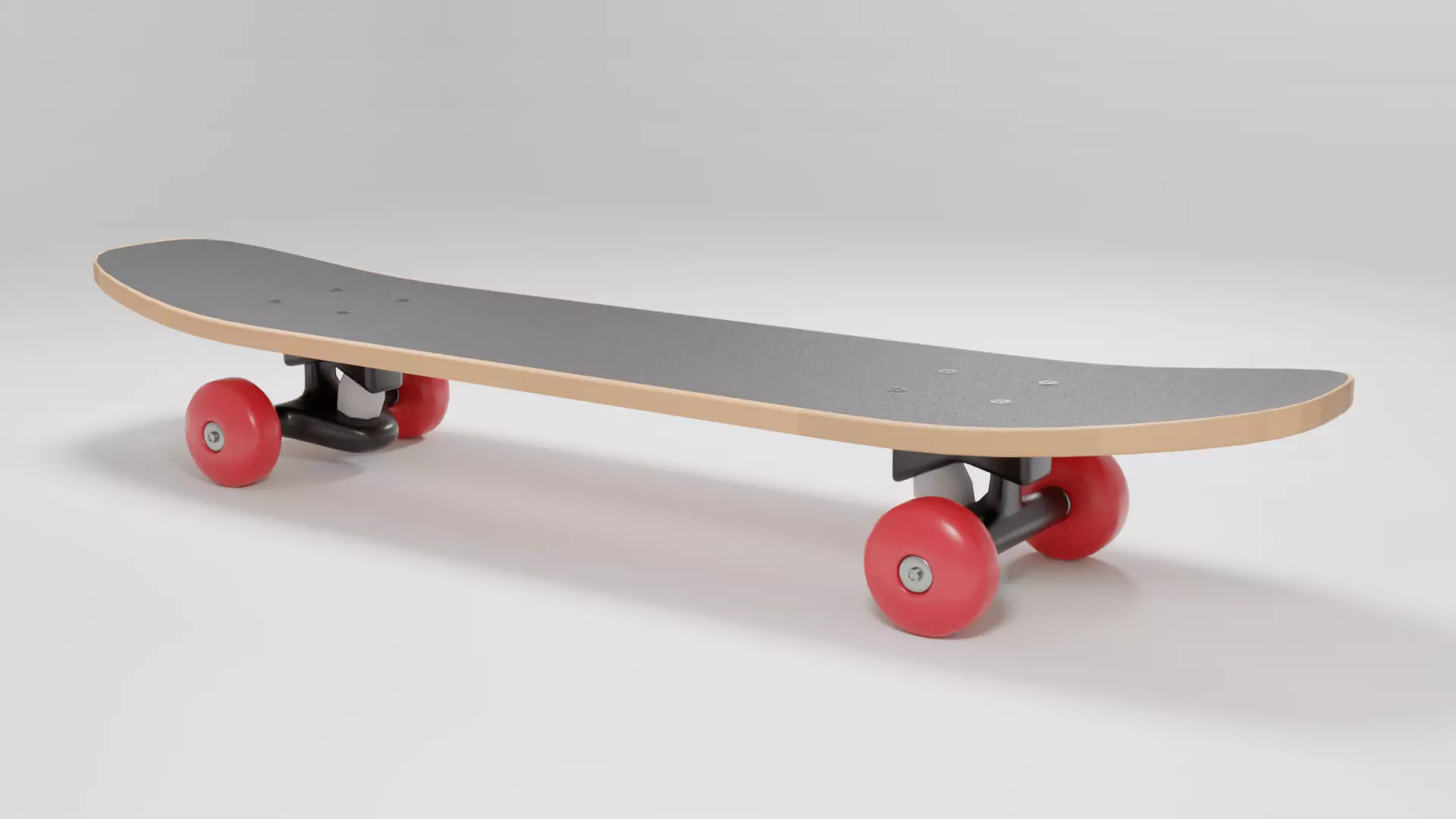 Wooden Skateboard Low-poly 3D model