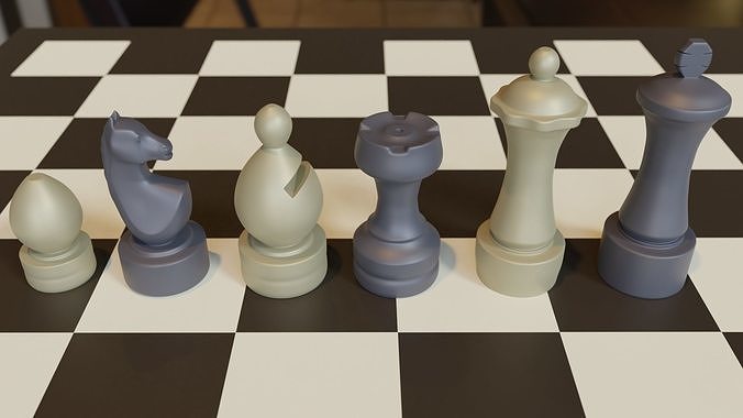 3d Printable Chubby Chess Set  OBJ 3MF STL Blender 3D print model