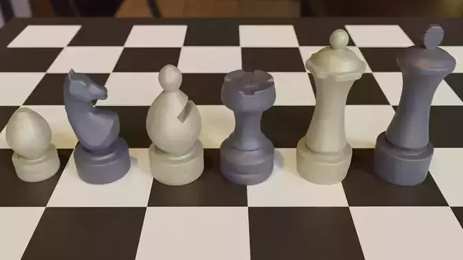 3d Printable Chubby Chess Set  OBJ 3MF STL