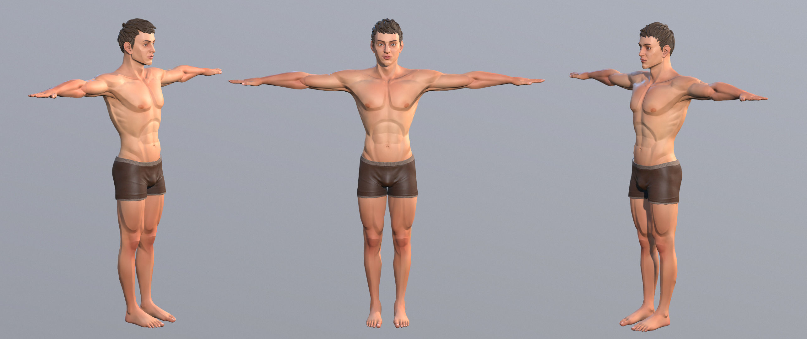 Man Stylized Body Male Game Ready Character PBR Low-poly 3D model_3