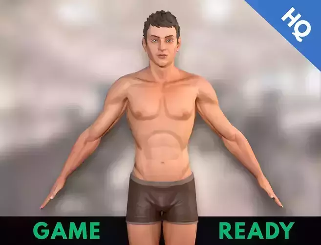 Man Stylized Body Male Game Ready Character PBR