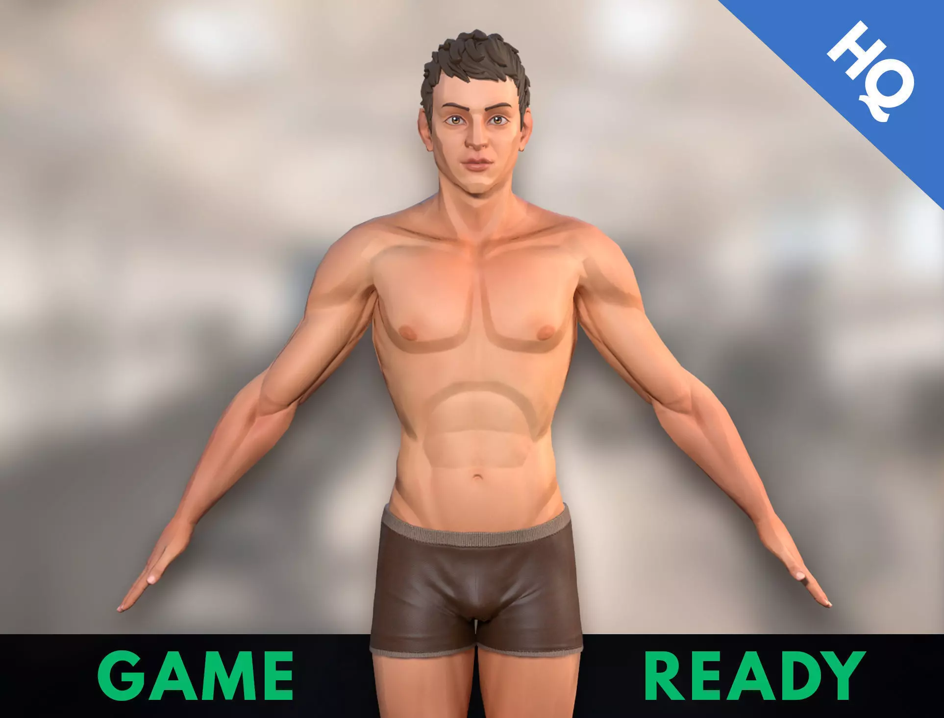 Man Stylized Body Male Game Ready Character PBR Low-poly 3D model_0
