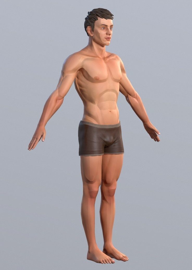 Man Stylized Body Male Game Ready Character PBR Low-poly 3D model_10