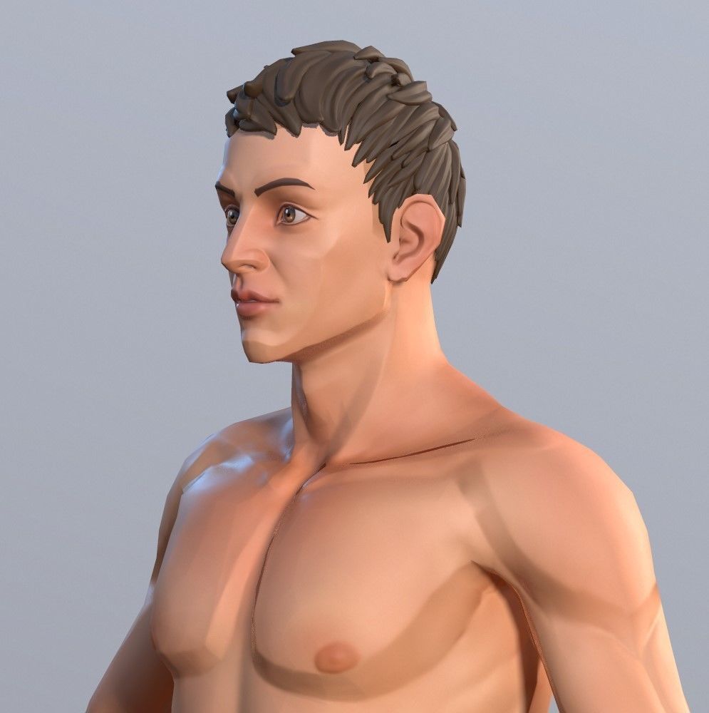 Man Stylized Body Male Game Ready Character PBR Low-poly 3D model_7