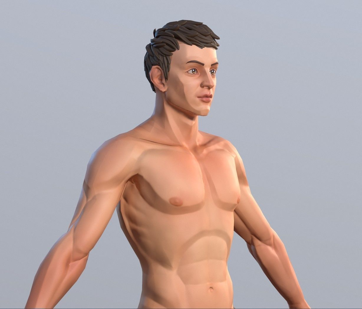 Man Stylized Body Male Game Ready Character PBR Low-poly 3D model_8