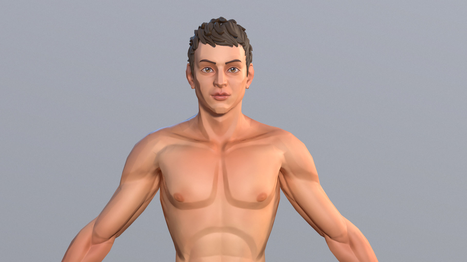 Man Stylized Body Male Game Ready Character PBR Low-poly 3D model_6