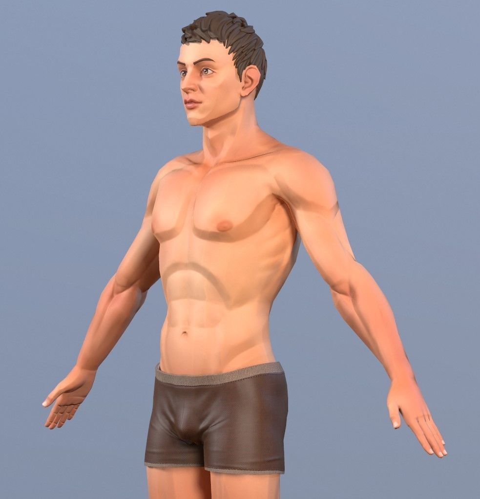 Man Stylized Body Male Game Ready Character PBR Low-poly 3D model_12