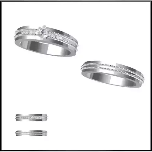 JCD Format Unique bridal set rings wax files jewelry
