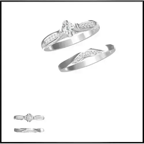 JCD Format Unique bridal set rings rhino 3d jewelry