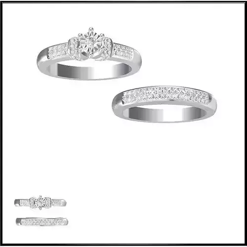 JCD Format Unique bridal set rings jewelry cad