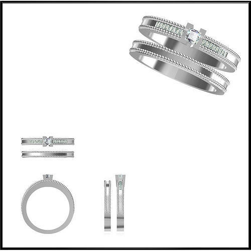 JCD Format Unique bridal set rings for sale 3dm jewelry files 3D print model