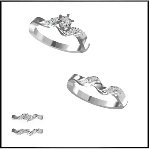 JCD Format Unique bridal set rings cad ring design