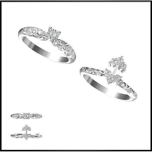 JCD Format Unique bridal set rings 3dm jewelry 3D print model