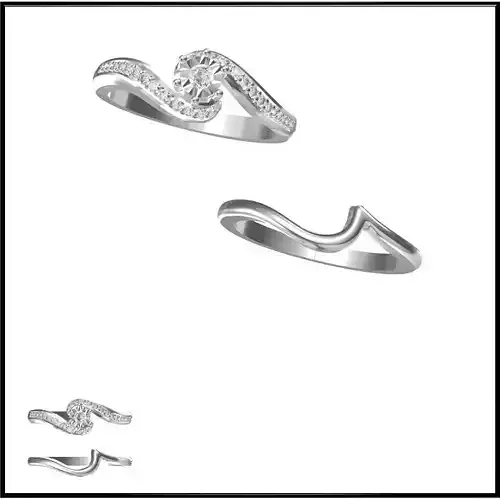 JCD Format bridal set rings 3d jewelry files for sale