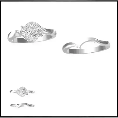 JCD Format Unique bridal set rings 3d jewelry cad
