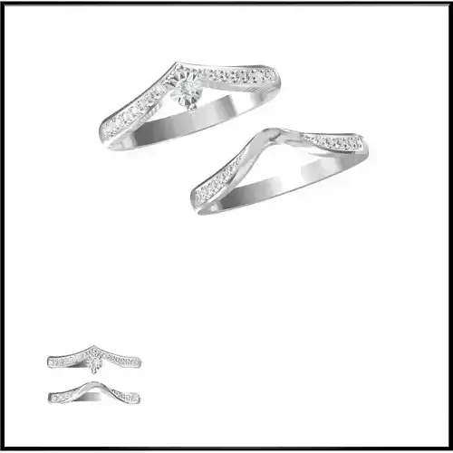 JCD Format Unique bridal set rings 3d cad jewelry design