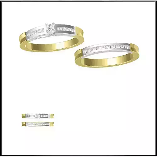 JCD Format Minimalist bridal set rings ring cad